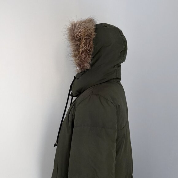 Olive Green Puffer Parka With Detachable Hood - Picture 10 of 13